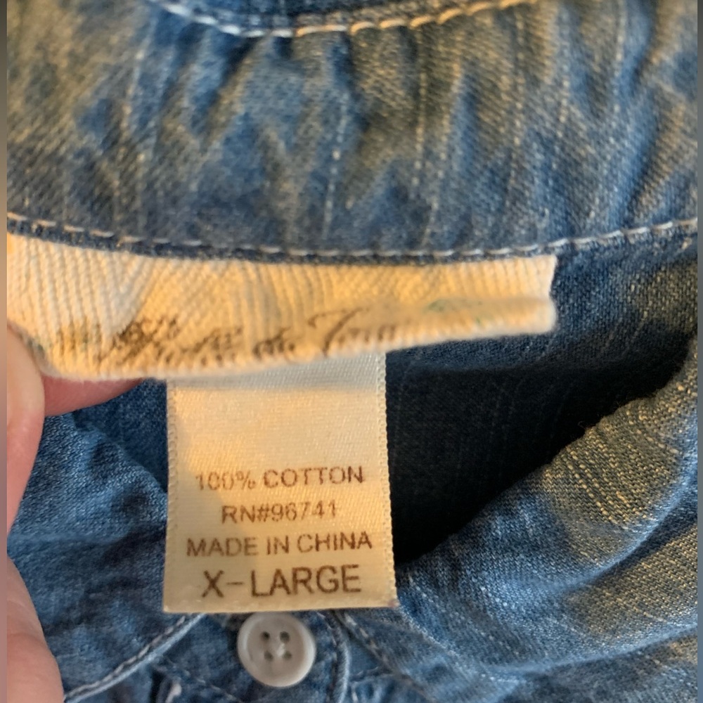 Denim Button-up Boho County Shirt - Picture 2 of 5